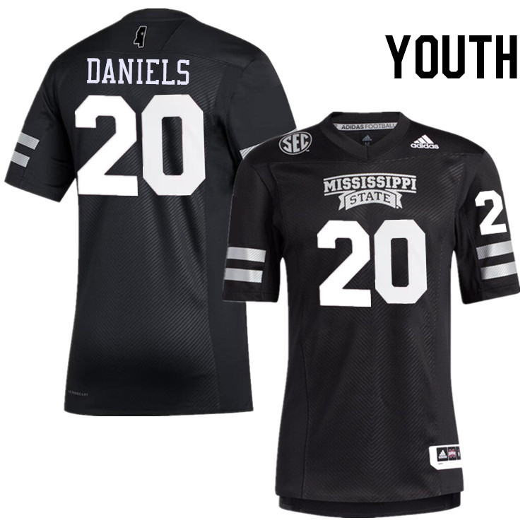 Youth #20 Johnnie Daniels Mississippi State Bulldogs College Football Jerseys Stitched-Black